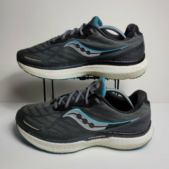 Saucony Triumph 19 Athletic Running Shoes Gray Blue Men’s Size 11 - Picture 1 of 8